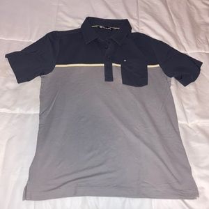 Travis Mathew Polo Navy Blue Gray Yellow Medium